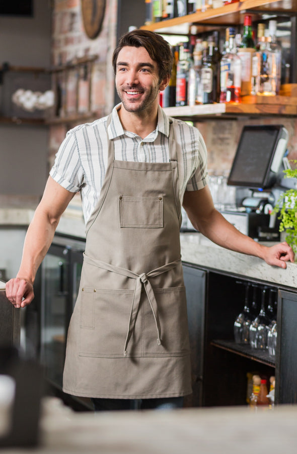 WOODLAND CANVAS KHAKI THREE POCKET BIB