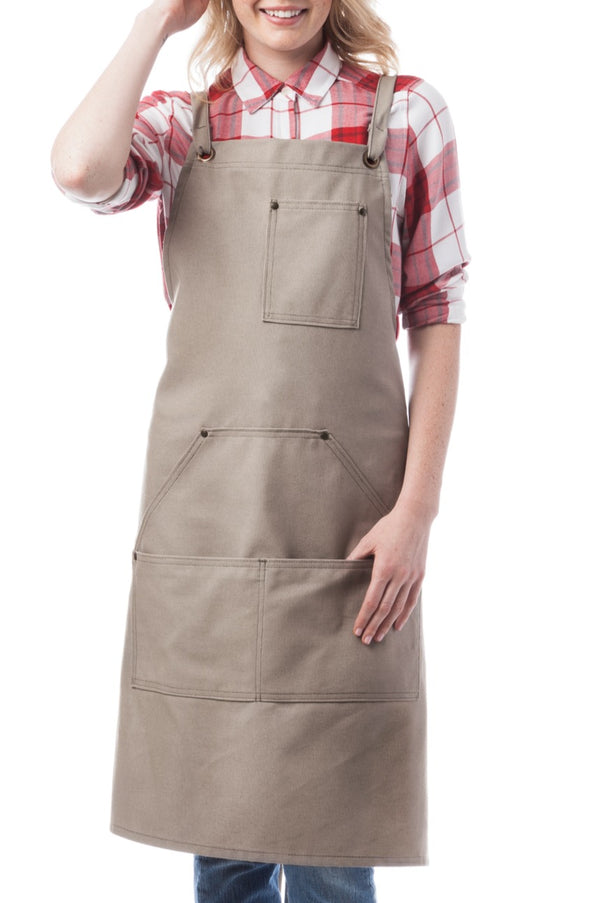 WOODLAND CANVAS KHAKI CRISS CROSS BIB