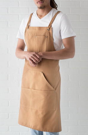 WOODLAND CANVAS TOBACCO CRISS CROSS BIB