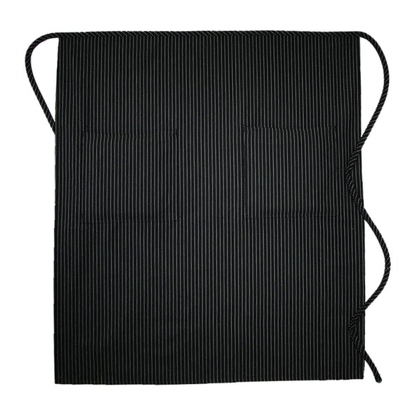 DayStar Apparel 120NPGS Gangster Stripe Two Patch Pocket Full Bistro Apron - Black & White Pinstripe